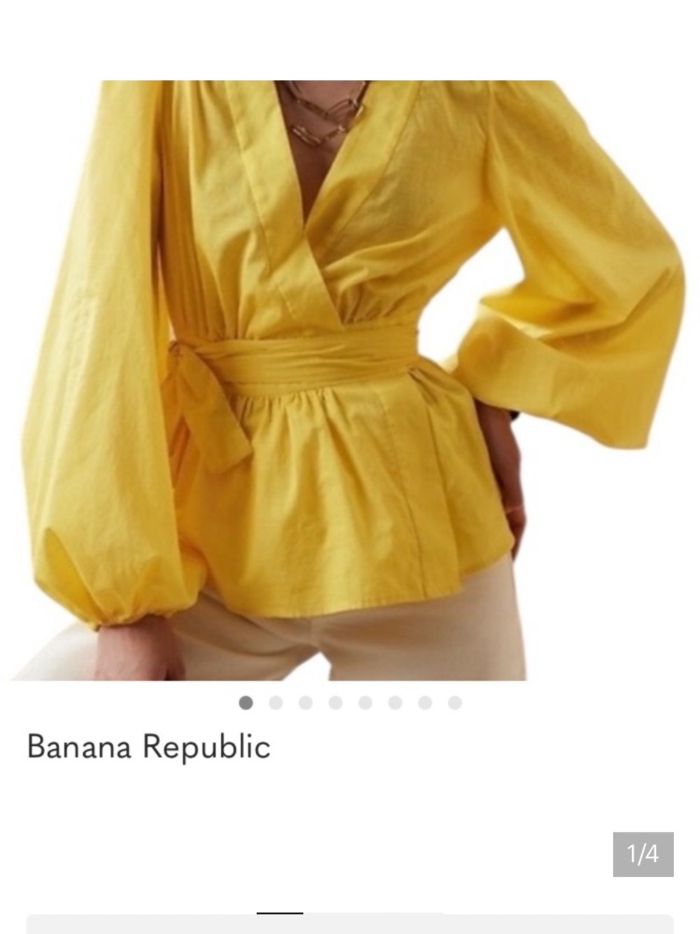 Banana Republic Mustard Yellow Wrap Peplum Top - Picture 3 of 4
